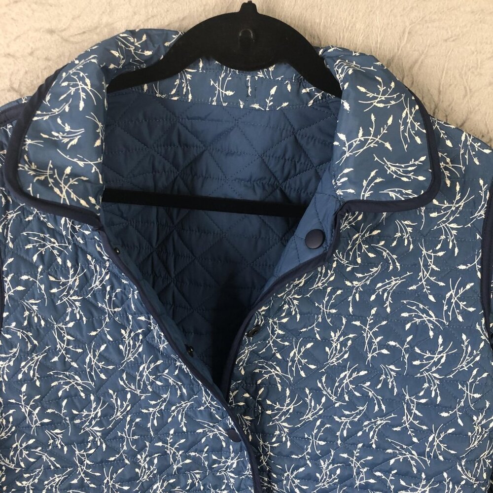 Lands' End Jacket Womens Small Blue Reversible Quilted Barn Coat Snap Pockets - Picture 10 of 16